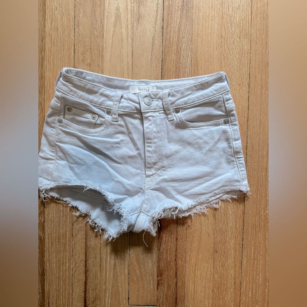 Talula | Aritzia | Off White | Denim Cutoff Shorts